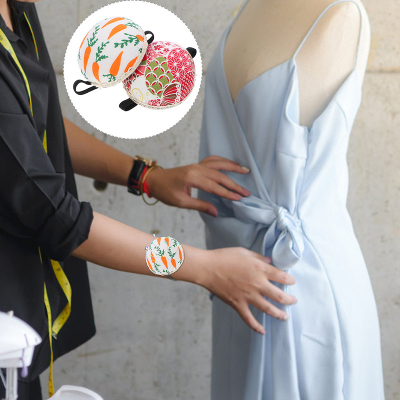 2tk nööpnõelapadi Lilleline randmenõelapadjad Kantavad nõelapadjad Õmblustööriistad õmblemiseks rätsepariide joonlaud