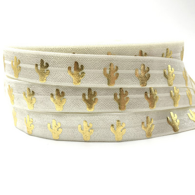 5 jardi/lot 5/8'' 15 mm zlatna folija Cactus FOE Preklopna elastika za DIY gumice za kosu Remen Dodaci