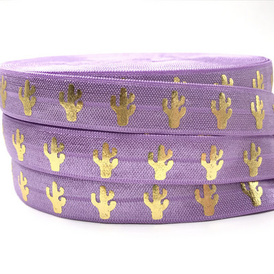 5 jardi/lot 5/8'' 15 mm zlatna folija Cactus FOE Preklopna elastika za DIY gumice za kosu Remen Dodaci