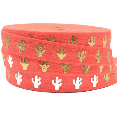 5 jardi/lot 5/8'' 15 mm zlatna folija Cactus FOE Preklopna elastika za DIY gumice za kosu Remen Dodaci