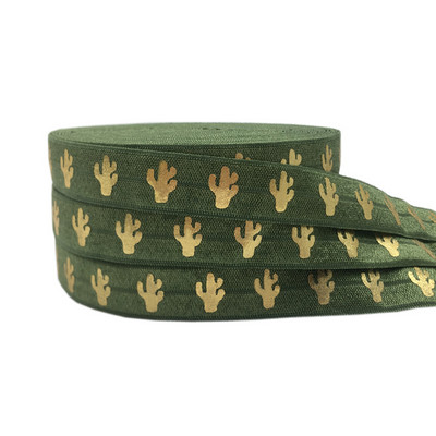 5 jardi/lot 5/8'' 15 mm zlatna folija Cactus FOE Preklopna elastika za DIY gumice za kosu Remen Dodaci