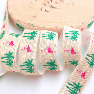 5 jardi 16 mm Hawaii Flamingo otisnut presavijeni preko elastične trake Ananas FOE Ručno izrađeni dodaci DIY Guma za kosu Dobavljač trake za glavu