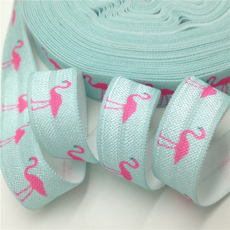 5 jardi 16 mm Hawaii Flamingo otisnut presavijeni preko elastične trake Ananas FOE Ručno izrađeni dodaci DIY Guma za kosu Dobavljač trake za glavu