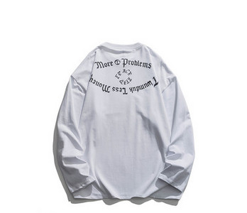 Uut mudelit pikkade varrukatega meeste pluus seljal kirjaga