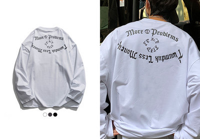New model men`s blouse with long sleeves and writing on the back