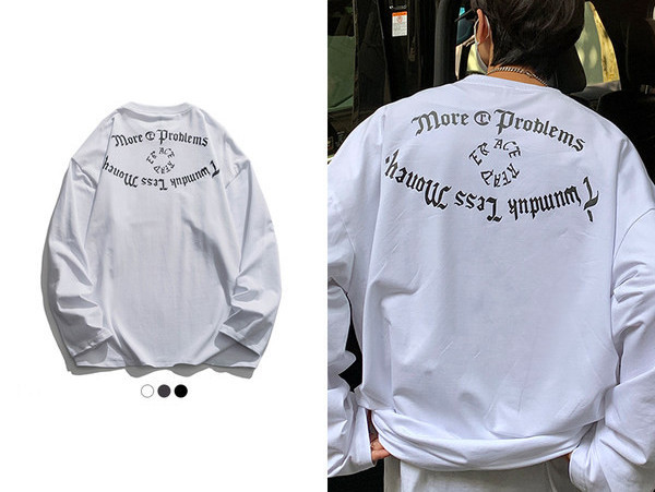 Uut mudelit pikkade varrukatega meeste pluus seljal kirjaga