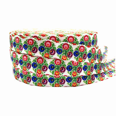 Λουλούδια 5 Yards 16mm Εκτύπωση Διπλώστε πάνω από ελαστικές λωρίδες για χειροποίητο κεφαλόδεσμο Craft Δεσμοί μαλλιών Αξεσουάρ μαλλιών