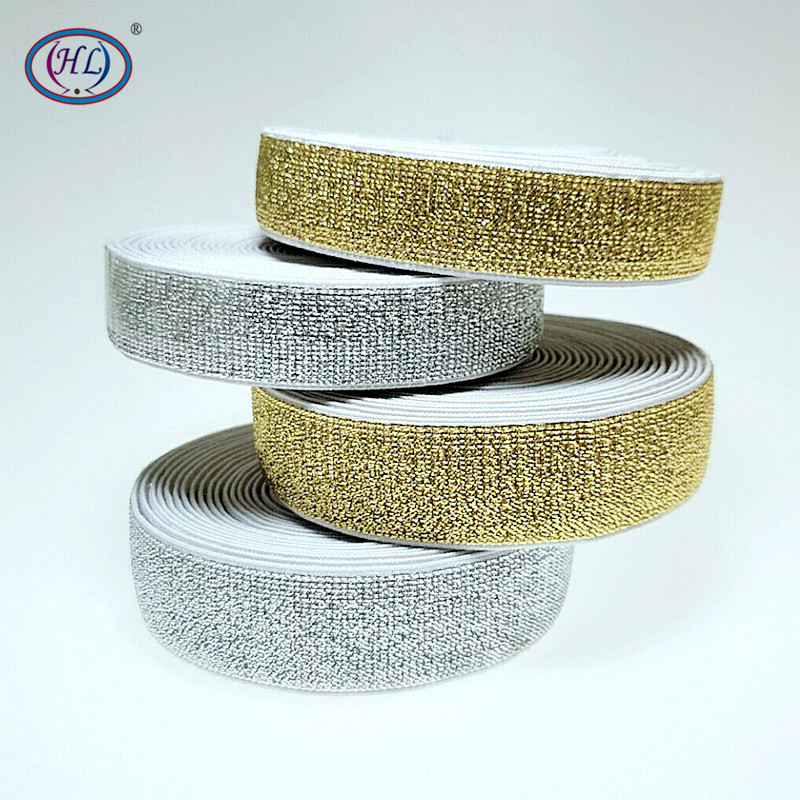 HL 20mm/25mm 5 meetrit/pakk Kuld/hõbe kvaliteetsed nailonist elastsed ribad rõivaste pükste jaoks Õmblustarvikud isetegemine