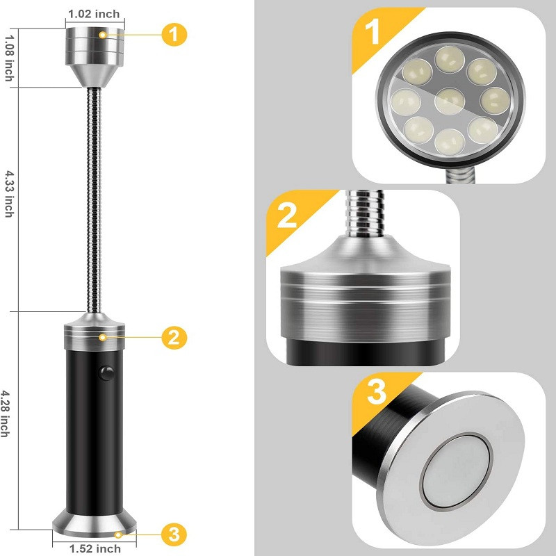 Pārnēsājams BBQ grila apgaismojums 360 grādu magnētiskais LED zibspuldzes grila lampa regulējama grila grila lampa āra apgaismojuma rīks