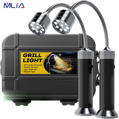 MLIA 2pcs Portable Magnetic LED Grill Light Lamp 360 Degree Adjustable BBQ Barbecue Grilling Lights Outdoor Grill Lighting Tools