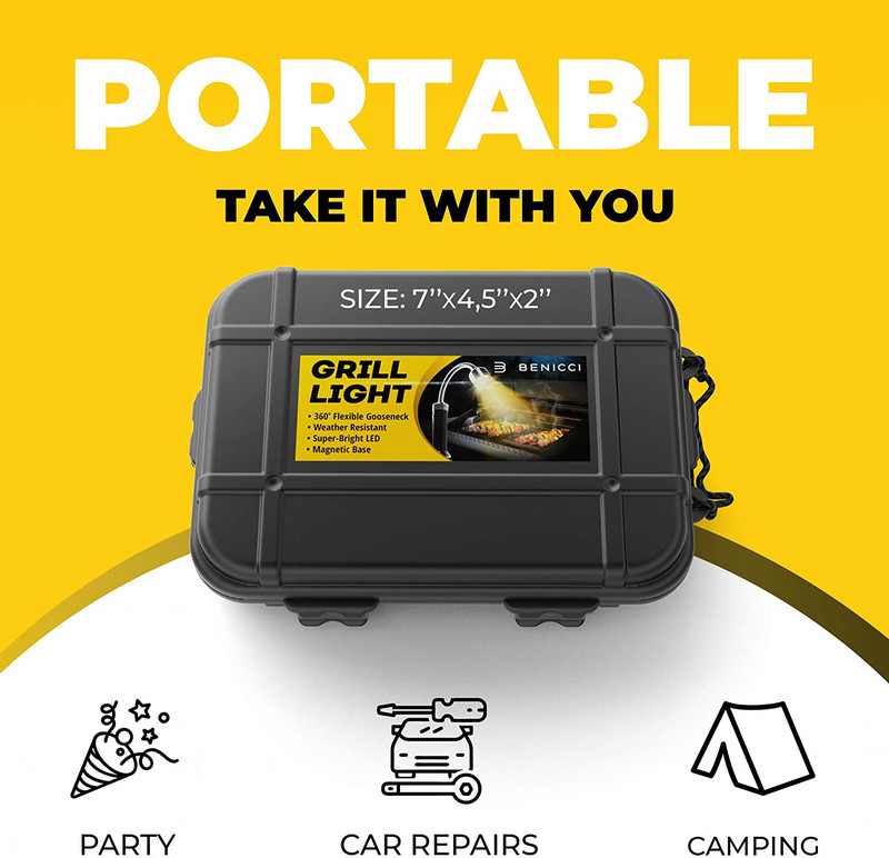 MLIA 2gab pārnēsājama magnētiskā LED grila gaismas lampa, 360 grādos regulējama BBQ grila grila gaismas āra grila apgaismojuma rīki