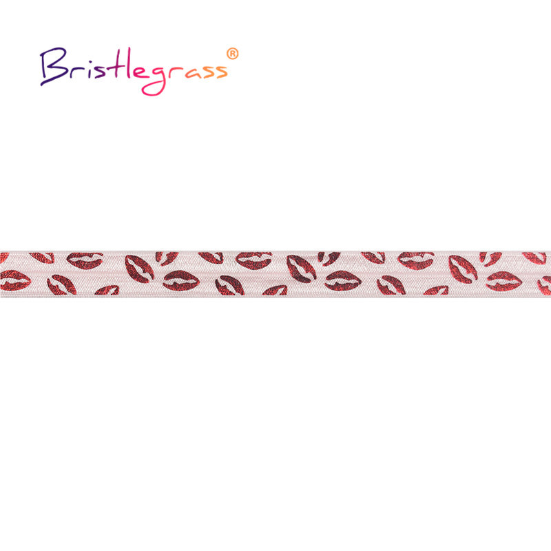 BRISTLEGRASS 2 5 10 jardi 5/8" 15 mm Red Usne Zlatna folija Print Fold Elastic FOE Spandex Traka Traka za kosu Traka za glavu Obrub za šivanje