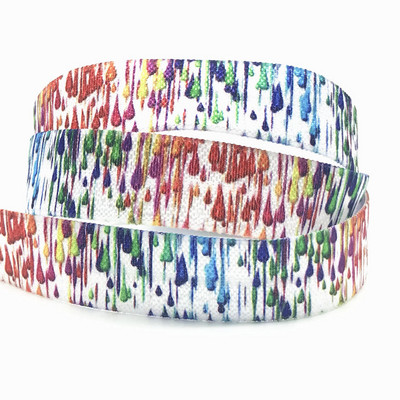 10 jardi 15 mm Tie Dye Print Preklopna elastična vrpca za šivanje Remen za vezivanje za kosu Dodaci za ukrašavanje ruksaka