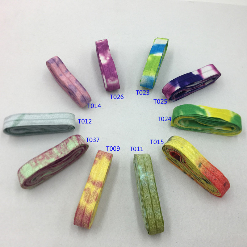 10 jardi 15 mm Tie Dye Print Preklopna elastična vrpca za šivanje Remen za vezivanje za kosu Dodaci za ukrašavanje ruksaka