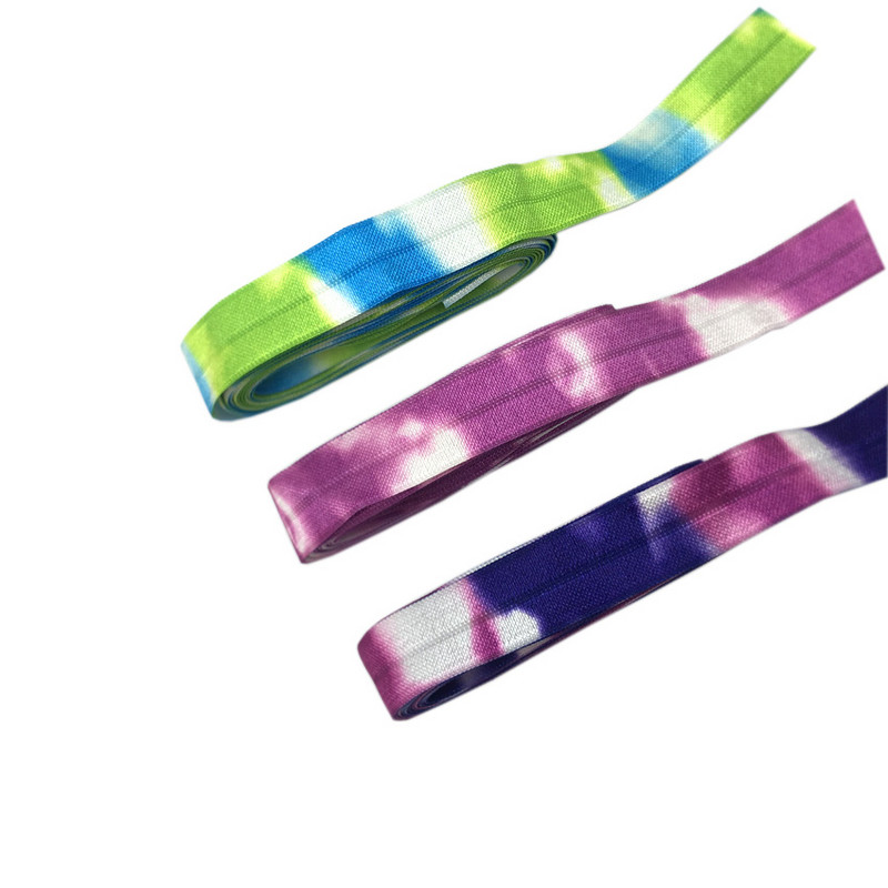 10 jardi 15 mm Tie Dye Print Preklopna elastična vrpca za šivanje Remen za vezivanje za kosu Dodaci za ukrašavanje ruksaka