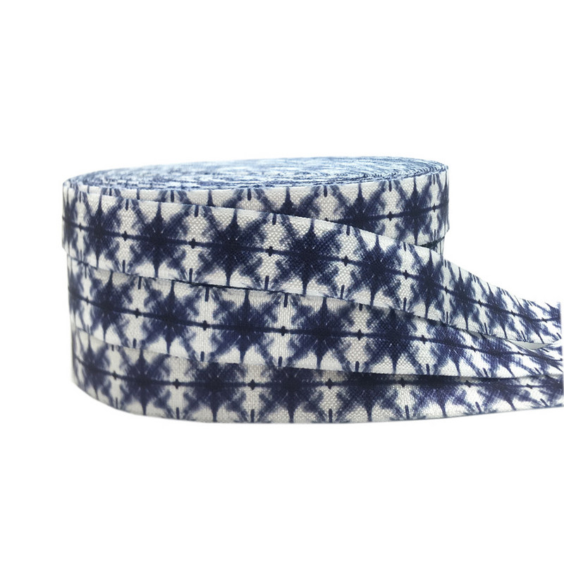 10 jardi 15 mm Tie Dye Print Preklopna elastična vrpca za šivanje Remen za vezivanje za kosu Dodaci za ukrašavanje ruksaka