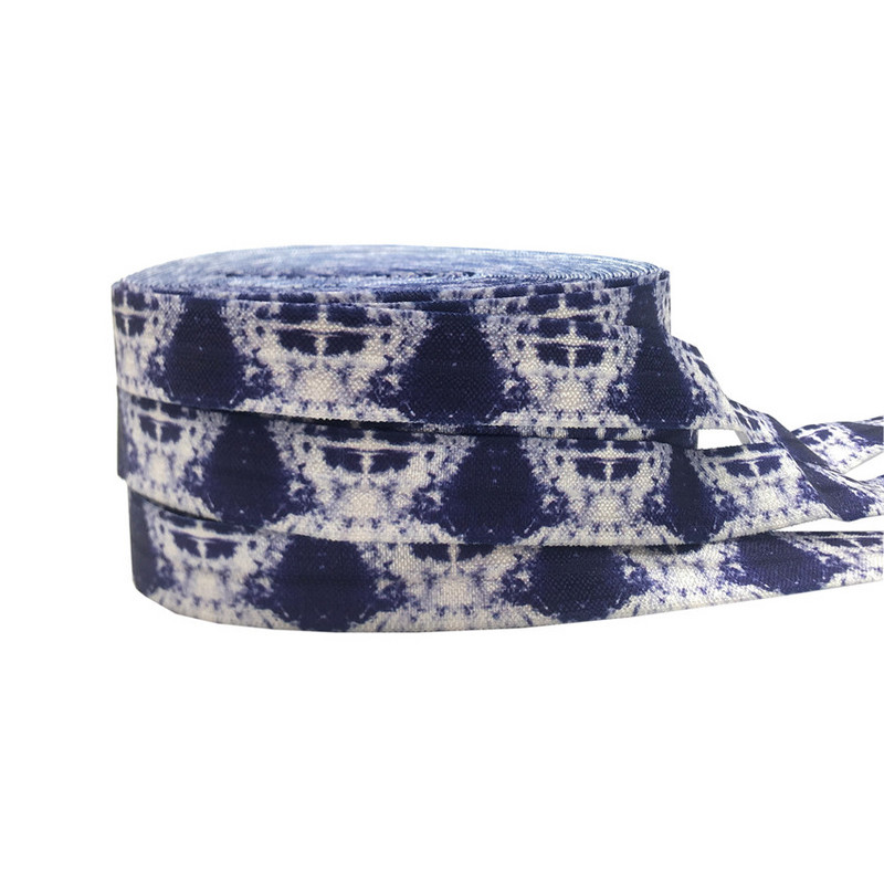 10 jardi 15 mm Tie Dye Print Preklopna elastična vrpca za šivanje Remen za vezivanje za kosu Dodaci za ukrašavanje ruksaka