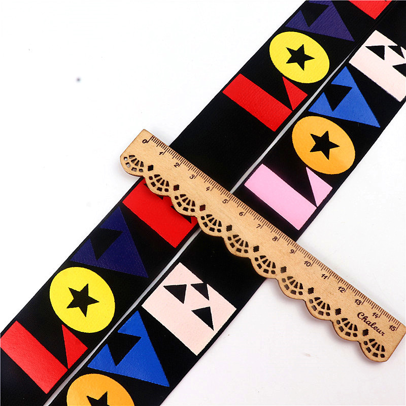 4 cm LOVE elastsed ribad Jacquard trükitud kummipael Stretch riided pits pael vöökoht õlg DIY rõivatarvikud 1M