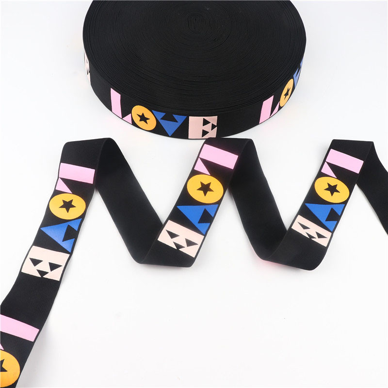 4 cm LOVE elastsed ribad Jacquard trükitud kummipael Stretch riided pits pael vöökoht õlg DIY rõivatarvikud 1M