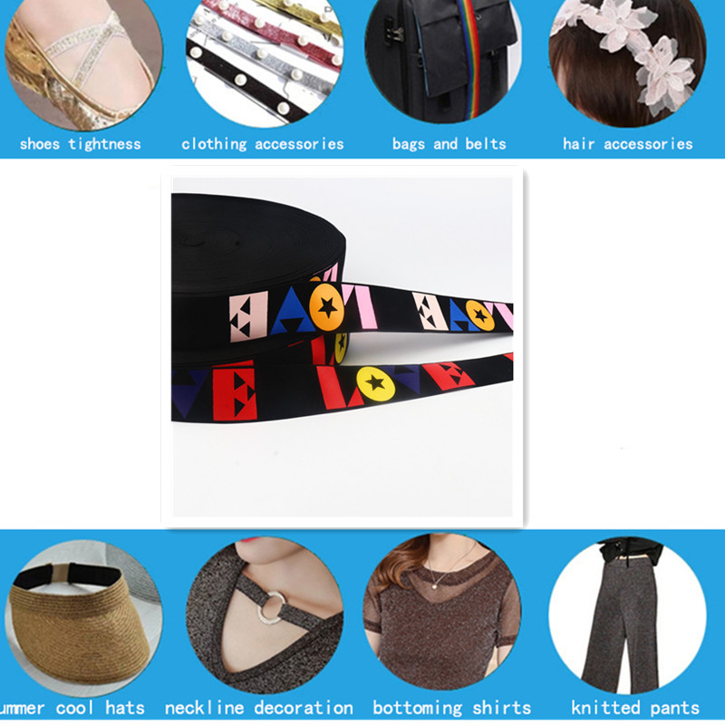 4 cm LOVE elastsed ribad Jacquard trükitud kummipael Stretch riided pits pael vöökoht õlg DIY rõivatarvikud 1M