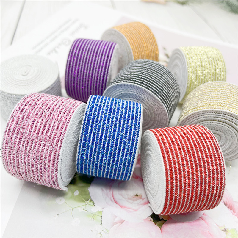2,5 cm svjetlucave elastične trake Raznobojni gumeni elastični pojas DIY ručno izrađena odjeća za šivanje Jakna Hlače Pojas Dodaci 1 metar