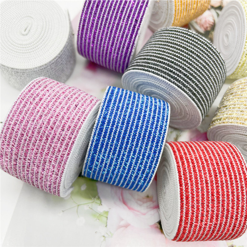 2,5 cm svjetlucave elastične trake Raznobojni gumeni elastični pojas DIY ručno izrađena odjeća za šivanje Jakna Hlače Pojas Dodaci 1 metar