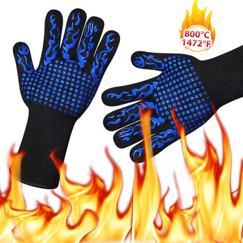 2 бр. Огнеупорни ръкавици Барбекю Кевлар 500 градуса барбекю Огнеупорни ръкавици за фурна за топлоизолация Микровълнова фурна