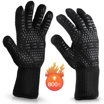 2 τμχ Πυρίμαχα γάντια Barbeque Kevlar 500 μοιρών BBQ Επιβραδυντικά φωτιάς Φούρνος Γάντια για Θερμομόνωση Φούρνος μικροκυμάτων