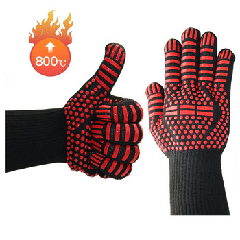 2 τμχ Πυρίμαχα γάντια Barbeque Kevlar 500 μοιρών BBQ Επιβραδυντικά φωτιάς Φούρνος Γάντια για Θερμομόνωση Φούρνος μικροκυμάτων