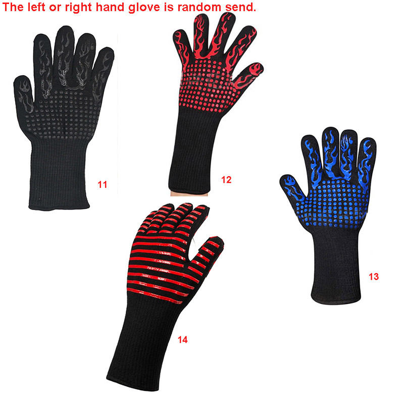 Mikrobangų krosnelės pirštinės BBQ pirštinės aukštai temperatūrai atsparios orkaitės pirštinės 800 laipsnių ugniai atsparios kepsninės šilumos izoliacija virtuvės įrankis