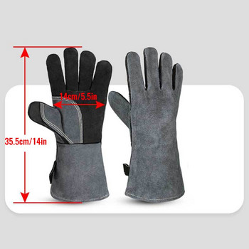 X37E Leather Forge Welding Glove за заварчик/грил/къмпинг/лагерен огън Устойчивост на висока температура 500 ℃ Устойчив на износване