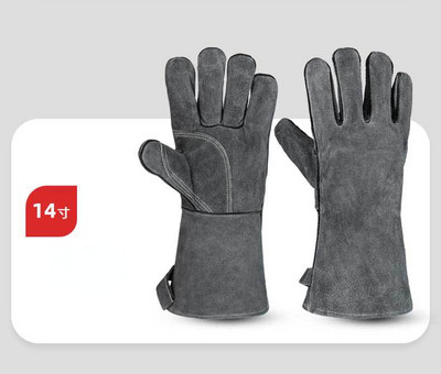 X37E odos kalimo suvirinimo pirštinės, skirtos suvirintojui / kepimui ant grotelių / stovyklavimui / laužui, atsparumas aukštai temperatūrai 500 ℃, atsparus dilimui