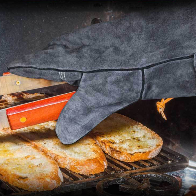 X37E odos kalimo suvirinimo pirštinės, skirtos suvirintojui / kepimui ant grotelių / stovyklavimui / laužui, atsparumas aukštai temperatūrai 500 ℃, atsparus dilimui