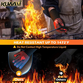 Νέα Hot BBQ πυρίμαχα γάντια σιλικόνης που πλένονται αναπνεύσιμα γάντια για μαγείρεμα σε εξωτερικό χώρο