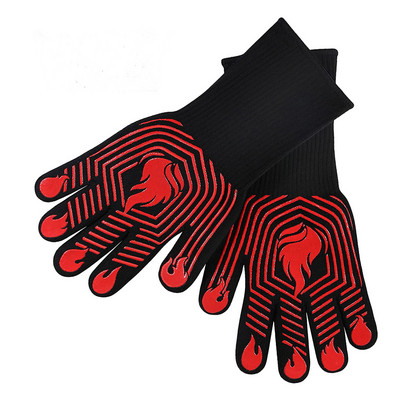 Нови горещи огнеупорни силиконови ръкавици за барбекю Миещи се дишащи ръкавици за готвене на закрито на открито