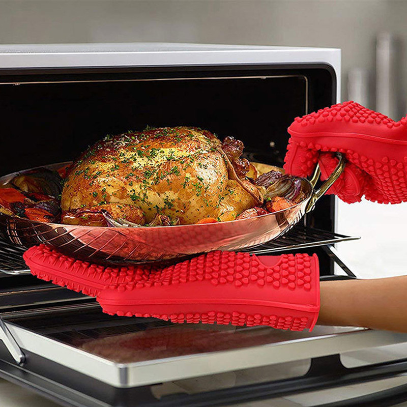 Silikoninės kepsninės pirštinės Silikoninės orkaitės pirštinės, karščiui atsparios pirštinės kepimui, kepimui, kepimui ant grotelių, virtuvės priedai