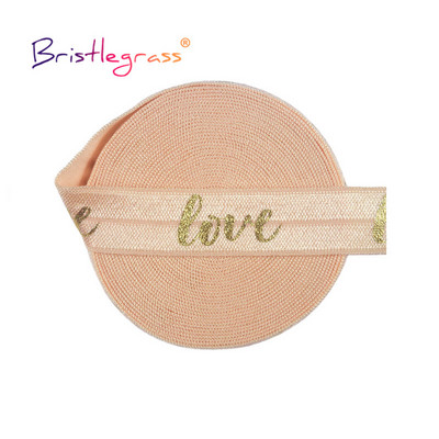 BRISTLEGRASS 2 5 10 jardi 5/8" 15 mm Zlatna ljubavna folija Print Preklopne elastike FOE Spandex Traka Traka za kosu Guma za kosu Tutu Obrub za šivanje