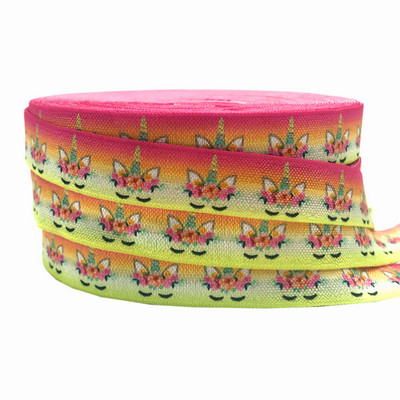 10 jardi 16 mm ükssarvikuprinteriga vikerkaarega kokkuvolditav elastne käsitsi valmistatud aksessuaarid isetegemise krõmpsuv elastne riba 9 värvi valimiseks