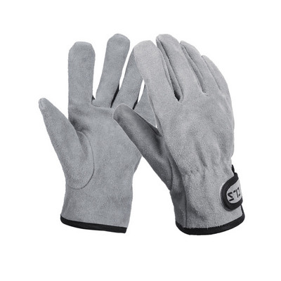 1 ζεύγος δύο στρώσεων δερμάτινα γάντια για μπάρμπεκιου εξωτερικού χώρου Πυρίμαχα γάντια φούρνου ψησίματος αντιολισθητικά γάντια εργαλείων