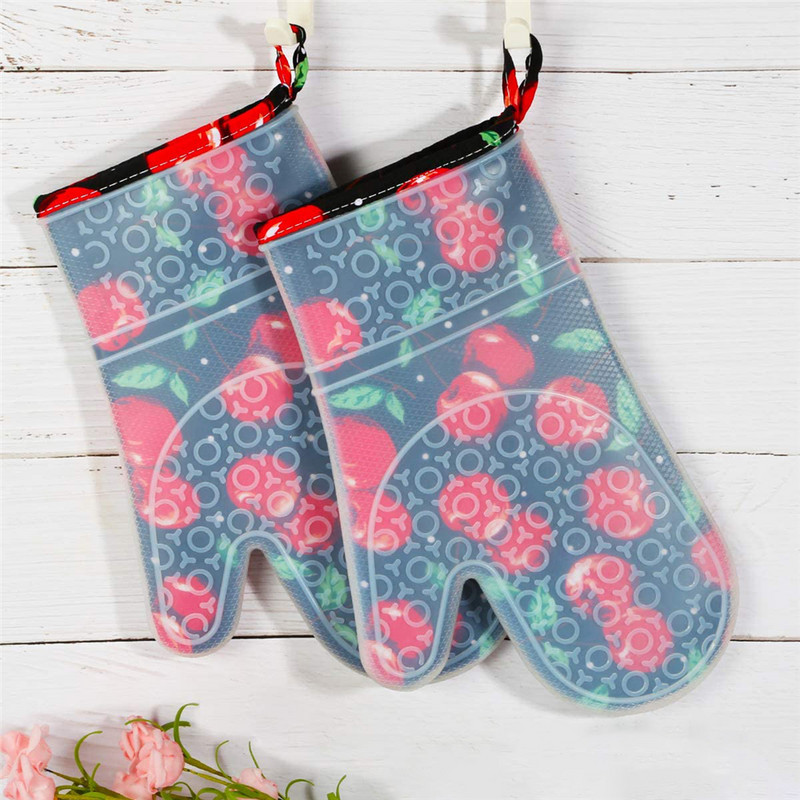 Silikoninės virtuvės pirštinės virimo pirštinės karščiui atsparios kepsninės pirštinės Grilio pirštinės Grilio pirštinės Mikrobangų krosnelės pirštinės, kepsninės įrankiai