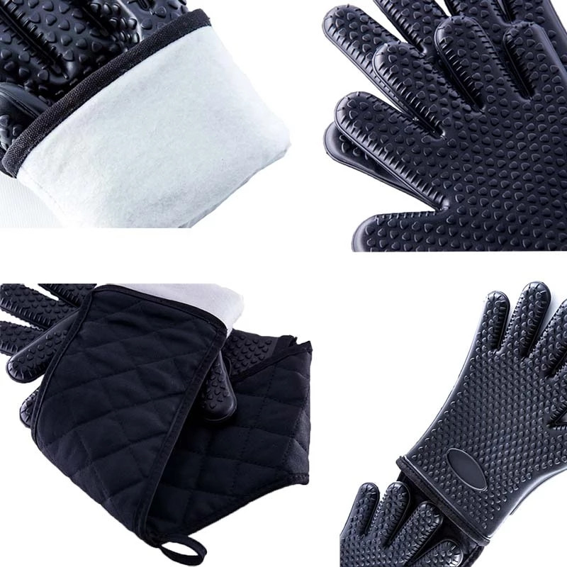 YOMEEI vientisos kepsninės pirštinės karščiui atsparios orkaitės pirštinės silikoninės kepsninės pirštinės penkių pirštų orkaitės kepimo pirštinės puodo laikiklis virtuvė