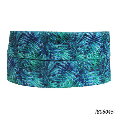 (50 yarzi/lot) Panglică dușman de primăvară cu livrare gratuită, elastic pliabil cu frunze și flori frumoase imprimate de 5/8"