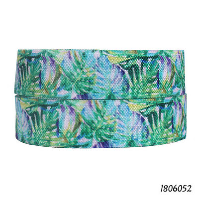 (50 yarzi/lot) Panglică dușman de primăvară cu livrare gratuită, elastic pliabil cu frunze și flori frumoase imprimate de 5/8"