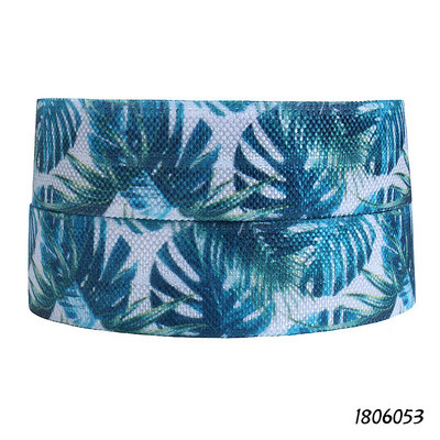 (50 yarzi/lot) Panglică dușman de primăvară cu livrare gratuită, elastic pliabil cu frunze și flori frumoase imprimate de 5/8"