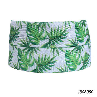 (50 yarzi/lot) Panglică dușman de primăvară cu livrare gratuită, elastic pliabil cu frunze și flori frumoase imprimate de 5/8"