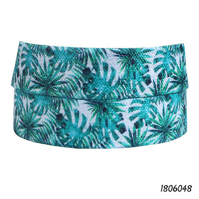 (50 yarzi/lot) Panglică dușman de primăvară cu livrare gratuită, elastic pliabil cu frunze și flori frumoase imprimate de 5/8"