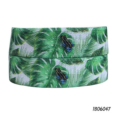 (50 yarzi/lot) Panglică dușman de primăvară cu livrare gratuită, elastic pliabil cu frunze și flori frumoase imprimate de 5/8"