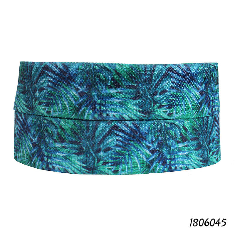 (50 yarzi/lot) Panglică dușman de primăvară cu livrare gratuită, elastic pliabil cu frunze și flori frumoase imprimate de 5/8"