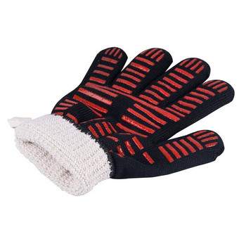 2бр. Силиконови памучни ръкавици за фурна Кухненски ръкавици Готварска ръкавица за барбекю Изключително топлоустойчиви дебели ръкавици за фурна Кухненски аксесоари