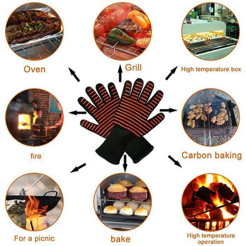 2 τμχ Βαμβακερά γάντια φούρνου σιλικόνης Γάντια κουζίνας BBQ Γάντια μαγειρέματος Εξαιρετικά ανθεκτικά στη θερμότητα Χοντρά γάντια φούρνου Αξεσουάρ κουζίνας